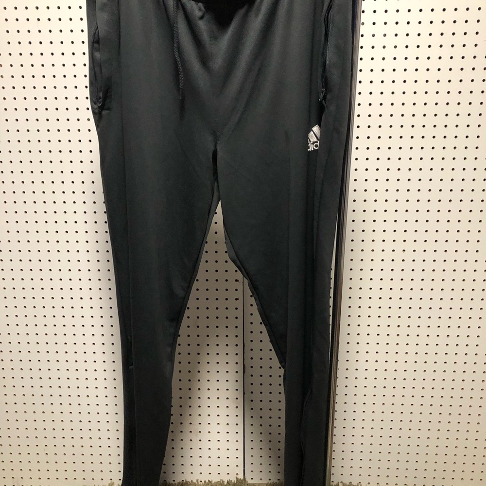 adidas Black Athletic Pants with White Logo Tag